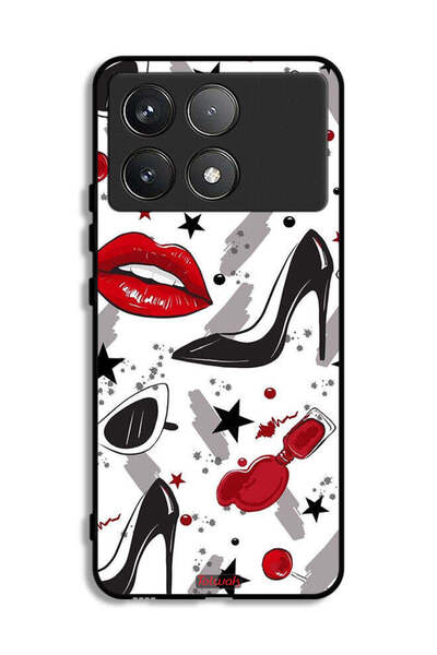 Tolwak Xiaomi Poco F6 Pro Protective Case Cover Lipstick And Shoes Art