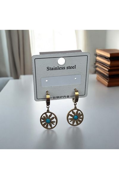 İNN JEWELLERY Steel Earrings Tarnish-Free Antiallergic Sun Figured (2 Years Importer Guaranteed)
