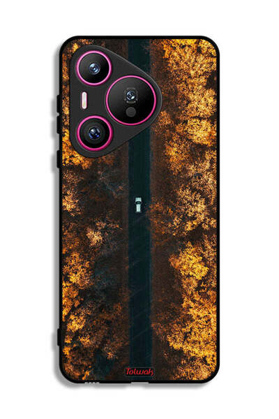 Tolwak غطاء حماية لهاتف هواوي بيورا 70 بتصميم طريق في أشجار الخريف