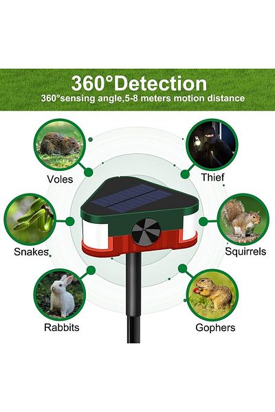 divendi-ro Ultrasonic pest detector, with motion sensor, infrared, control, black