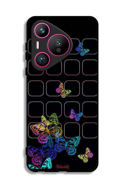 Tolwak غطاء حماية لهاتف هواوي بيورا 70 بنقشة فراشات ملونة