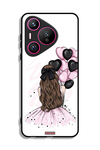 Tolwak غطاء حماية لهاتف هواوي بيورا 70 بتصميم فتاة تحمل بالونات