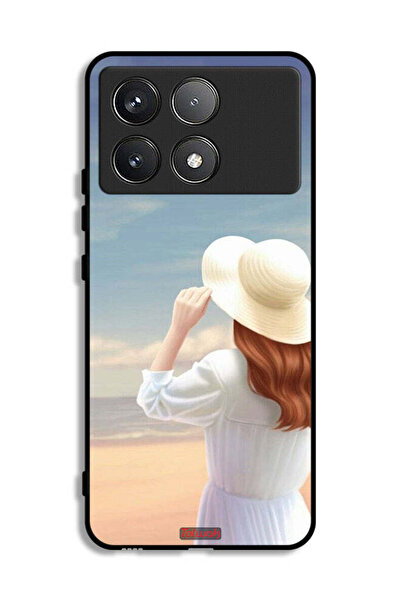 Tolwak Xiaomi Poco F6 Pro Protective Case Cover Hat Girl Standing