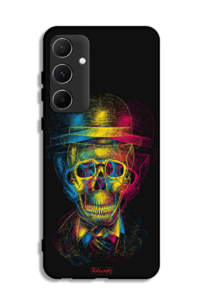 Tolwak غطاء حماية لهاتف سامسونج جالاكسي A55 5G بتصميم جمجمة وقبعة ملونة وفن خ...