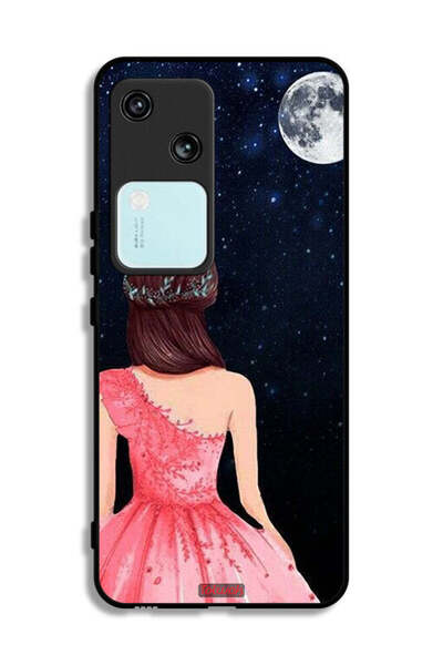 Tolwak غطاء حماية لهاتف Vivo V30 5G برسومات فتاة وقمر