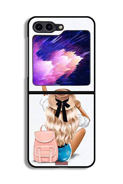 Tolwak غطاء حماية لهاتف Samsung Galaxy Z Flip6 بتصميم فتاة تحب السفر