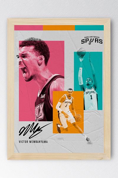 Saturn Victor Wembanyama Framed Painting - San Antonio Spurs Nba Poster Painting
