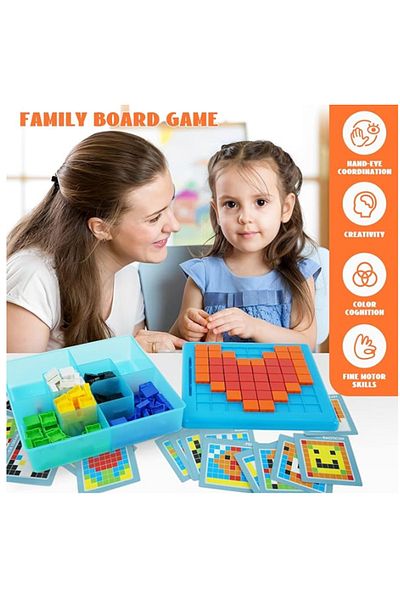 Micostore Logic Puzzle and STEM Mosaic Game for Kids, 175 Pieces, 20 Educational Templates, 3 Years+