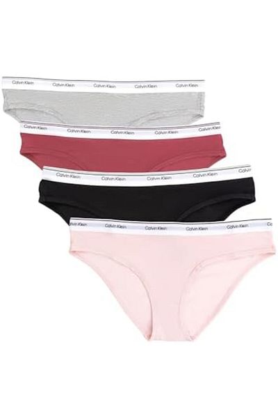 Calvin Klein Womens Bikini Cotton Modal Underwear Pack Of 4 ( black, Grey, Red, Pink)