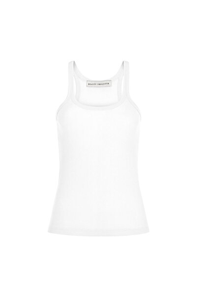 Beauty Omelette Beyaz Ribli Askılı Dökümlü Atlet