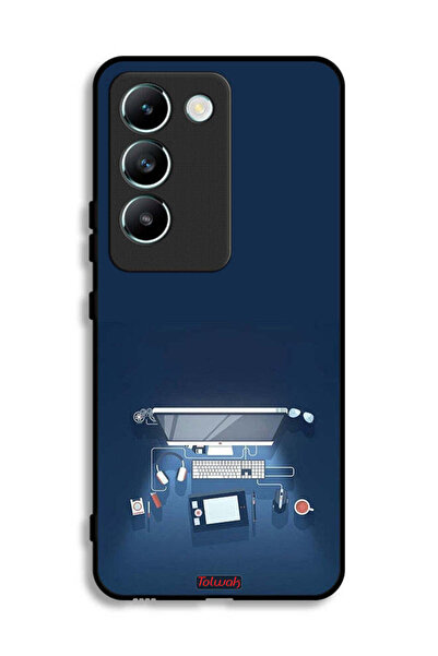 Tolwak غطاء حماية لجهاز Vivo V30 Lite 4G بتصميم فني على مكتب الكمبيوتر