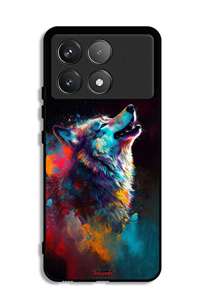 Tolwak Xiaomi Poco F6 Pro Protective Case Cover Wolf Colorful Art