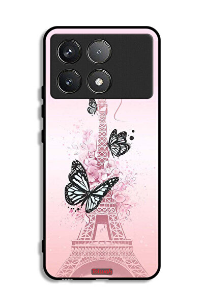 Tolwak Xiaomi Poco F6 Pro Protective Case Cover Butterflies On Eiffel Tower