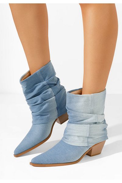 B T Shoes Denim kotníkové boty cowboy Sayra
