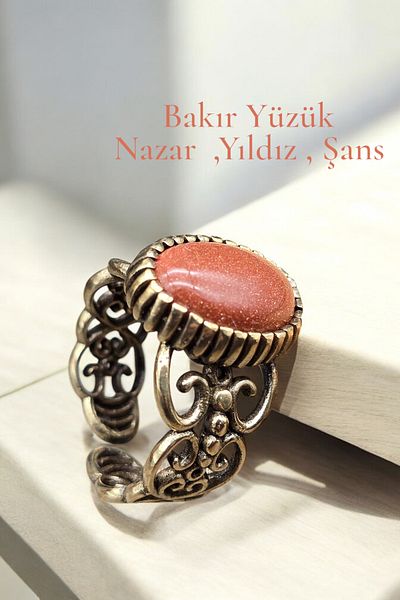 NBS Beautiful Naturel Stones Copper Pure Ring Adjustable Star Stone Design Quality (Evil Eye) (Special Day, Gift)