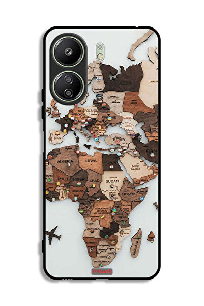 Tolwak Xiaomi Redmi 13C Protective Case Cover World Map Art