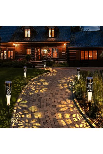 divendi-ro 6 x Decorative solar garden lamp, warm light, black