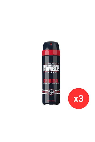 RUMBLE Men Original Deodorant & Body Spray 200 ml x3 PCS