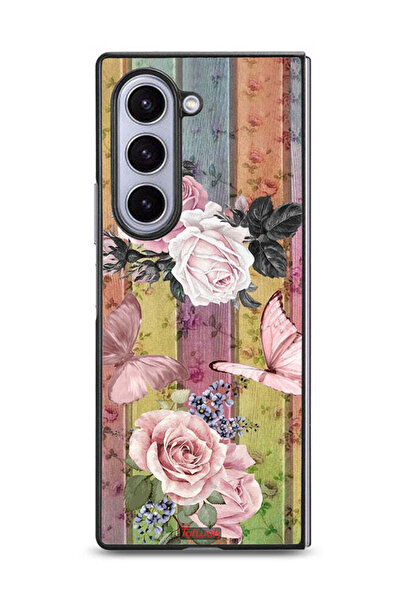 Tolwak غطاء حماية لهاتف سامسونج جالكسي زد فولد 6 بنقشة فراشات الخوخ والورود