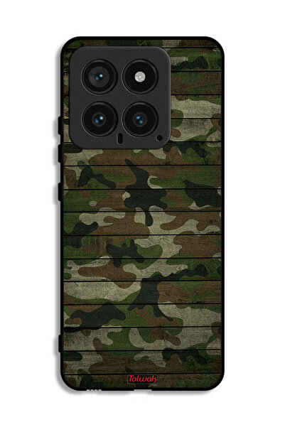 Tolwak Xiaomi 14 Protective Case Cover Camouflage Wooden Pattern