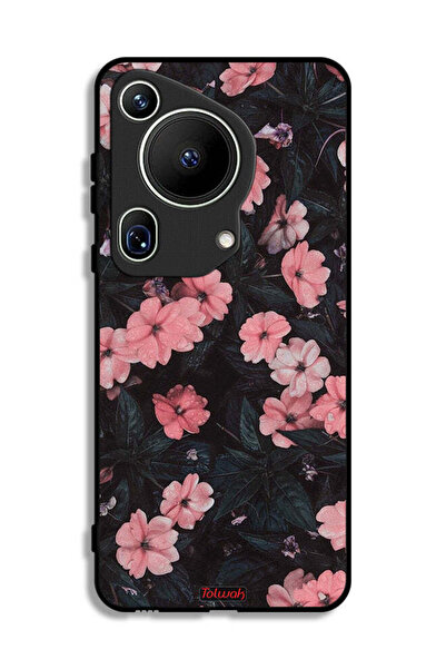Tolwak غطاء حماية فائق لهاتف هواوي بيورا 70 - لون الخوخ والورود الصغيرة