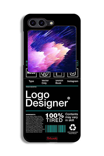 Tolwak غطاء حماية لهاتف Samsung Galaxy Z Flip6، ملصق شعار مصمم
