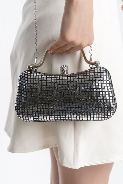 Famels Women's Evening Dress Bag Imported Mirror Hand, Handle Shoulder Bag Zircon Stone Special Design
