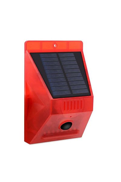 divendi-ro Solar alarm with motion sensor and remote control, 4 working modes, 129 dB. red-black
