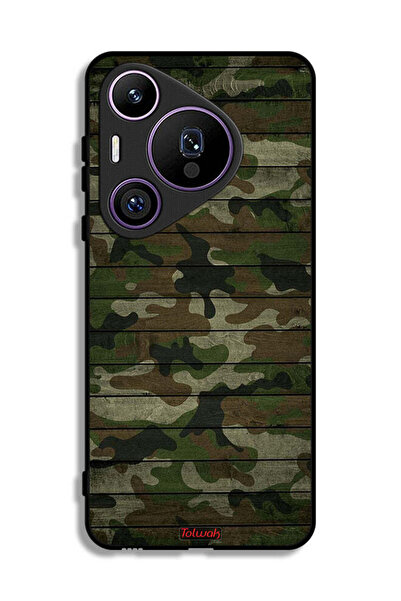 Tolwak غطاء حماية لهاتف هواوي بيورا 70 برو بنمط خشبي مموه