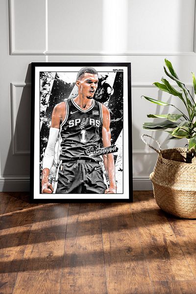 Saturn Victor Wembanyama Framed Painting - San Antonio Spurs Nba Poster Painting