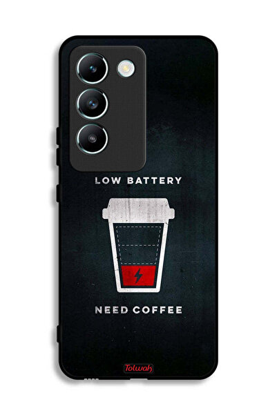 Tolwak Vivo Y100 4G Protective Case Cover Low Battery Need Coffee
