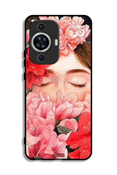 Tolwak غطاء حماية لهاتف هواوي نوفا 12 لايت بتصميم وجه فتاة مختبئة بين الزهور
