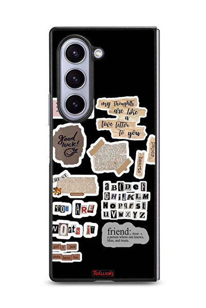 Tolwak غطاء حماية لهاتف سامسونج جالاكسي زد فولد 6 بملصقات عبارات الحظ السعيد