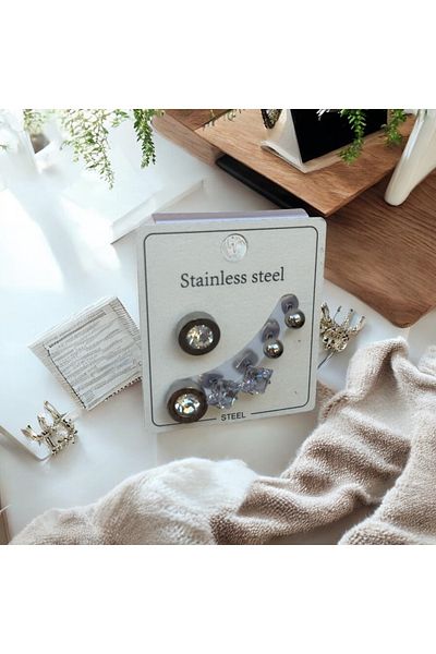 İNN JEWELLERY Steel Earrings Tarnish-Free Antiallergic Ball Shooter Figured (2 Years Importer Guaranteed)