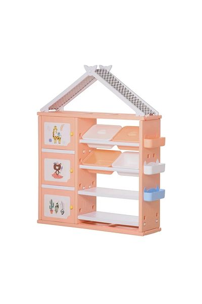 Nichiduta Dulap organizator pentru copii cu 4 cutii Nichiduta Happy House Pink
