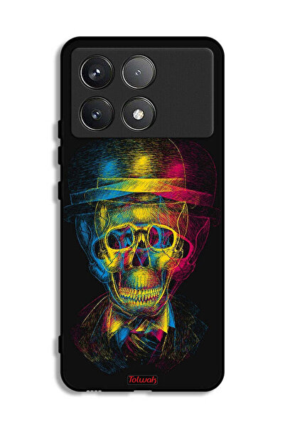 Tolwak غطاء حماية شاومي بوكو F6 برو بتصميم جمجمة وقبعة ملونة وفن خيالي