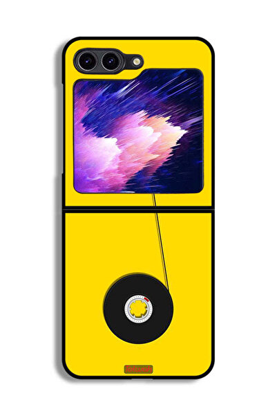 Tolwak غطاء حماية لهاتف Samsung Galaxy Z Flip6 بتصميم عجلة الكاسيت