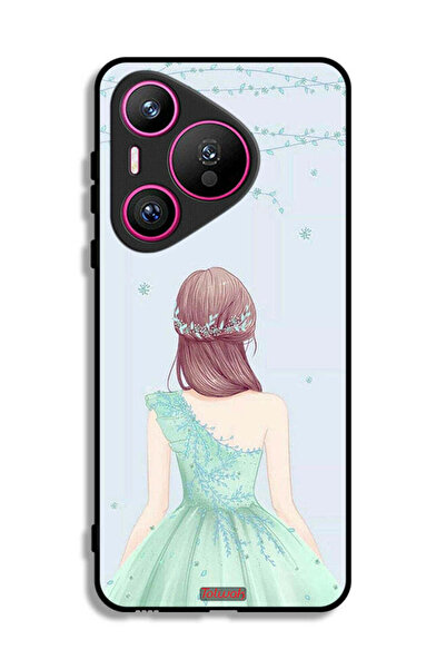 Tolwak غطاء حماية لهاتف هواوي بيورا 70، فتاة لطيفة ترتدي فستانًا زهريًا