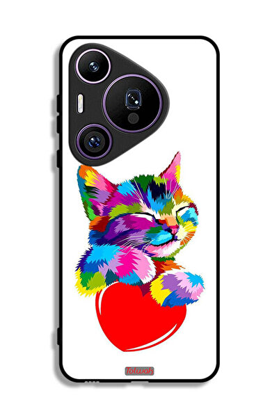 Tolwak غطاء حماية لهاتف هواوي بيورا 70 برو - قطة ملونة