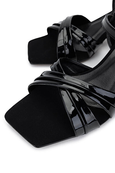 Tamer Tanca Women's Vegan Black Patent Leather Heeled Shoes