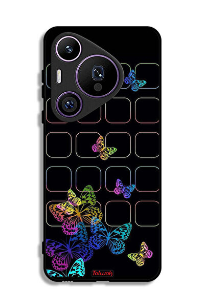 Tolwak غطاء حماية لهاتف هواوي بيورا 70 برو بنقشة فراشات ملونة