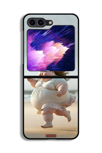 Tolwak غطاء حماية لهاتف Samsung Galaxy Z Flip6 بتصميم فتاة سمينة تركض