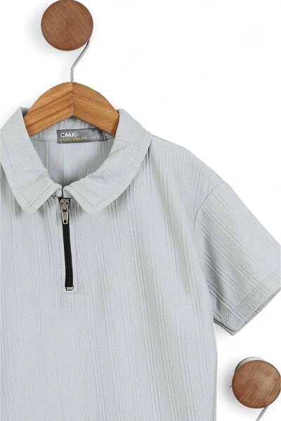 Ege Bebek Boy's Slim Fit Zipper Collar Shorts Stylish 5-6-7-8-9-10-11-12 Years Bottom Top Cool Set