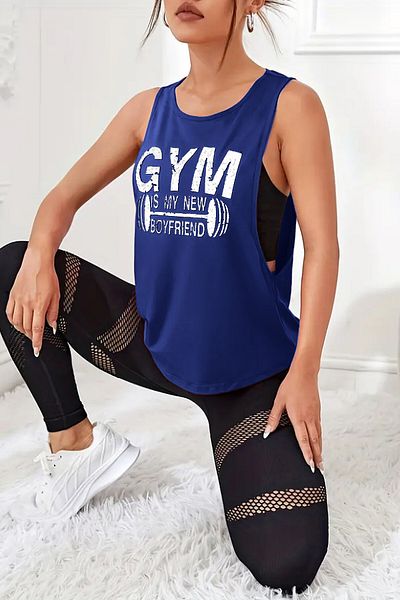 GHASSY CO. Ghassy Co. Women's Gym Printed Breathable Fitness Yoga Running Sleeveless Sports Singlet