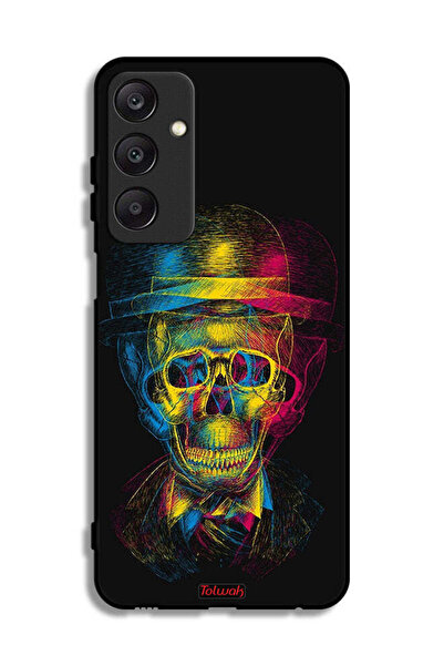 Tolwak غطاء حماية لهاتف سامسونج جالاكسي A25 5G بتصميم جمجمة وقبعة ملونة وفن خ...