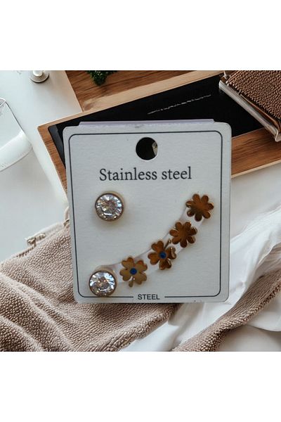 İNN JEWELLERY Steel Earrings Tarnish Resistant Antiallergic Flower Figured (2 Years Importer Warranty)