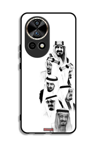 Tolwak غطاء حماية لهاتف هواوي نوفا 12 برو 5G، فن ملوك السعودية، أبيض وأسود