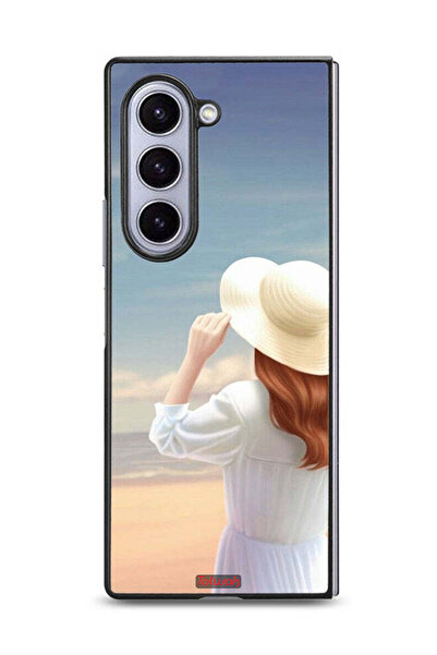 Tolwak غطاء حماية لهاتف سامسونج جالاكسي زد فولد 6 بتصميم فتاة قبعة واقفة