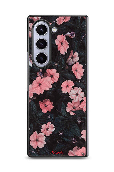 Tolwak غطاء حماية لهاتف سامسونج جالاكسي زد فولد 6 - لون الخوخ والورود الصغيرة
