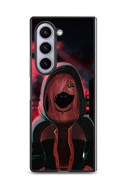 Tolwak غطاء حماية لهاتف Samsung Galaxy Z Fold6 بتصميم فتاة ترتدي قناعًا